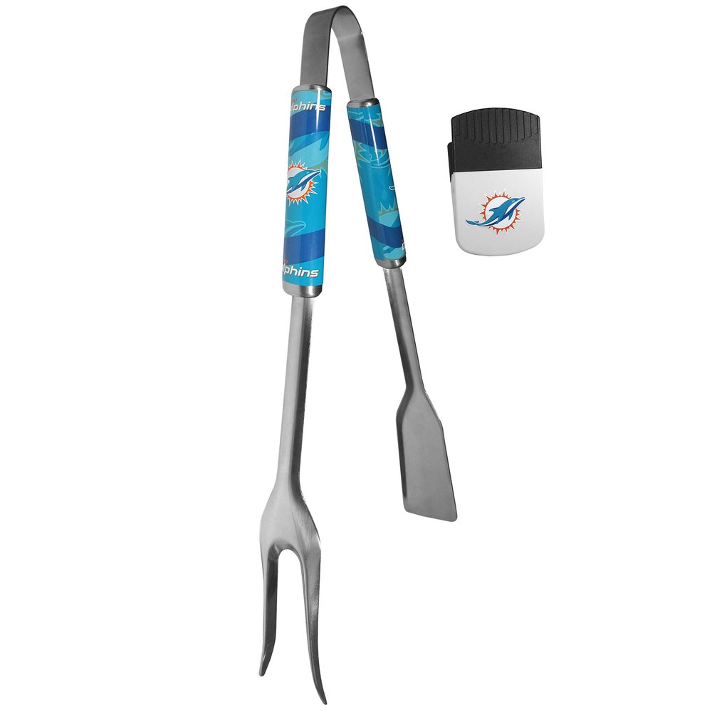 Siskiyou Sports NFL Miami Dolphins Unisex 3 in 1 BBQ Tool and Chip Clip, Team Colors, One Size