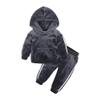 MYGBCPJS Little Girls 2Pcs Hooded Outfits Set Velvet Sweatshirt Pants Tracksuits Gray view 1