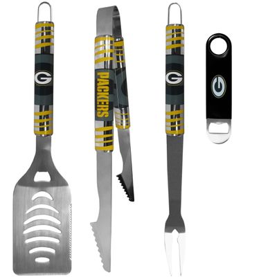 Siskiyou Sports NFL Green Bay Packers Unisex 3 pc BBQ Set and Bottle Opener, Team Colors, One Size