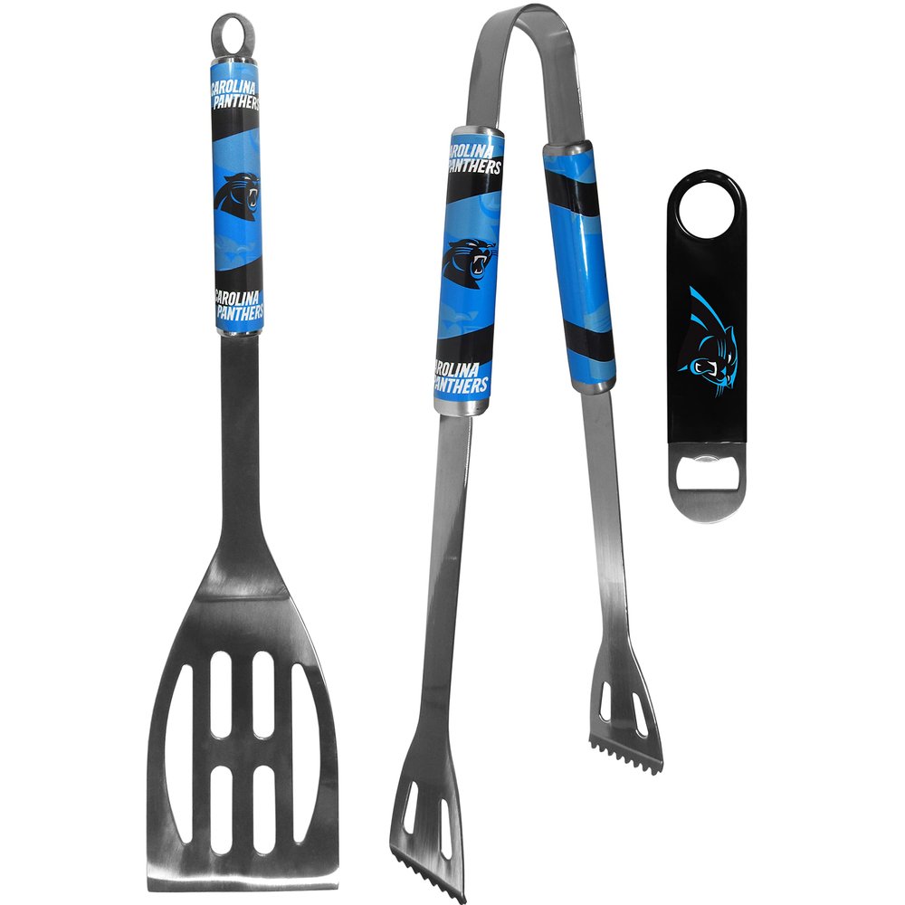 Siskiyou Sports NFL Carolina Panthers Unisex 2 pc BBQ Set and Bottle Opener, Team Colors, One Size