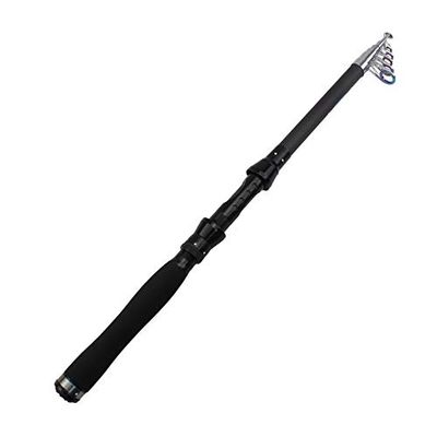 1.8m 2.1m 2.4m 2.7m 3.0m Carbon Fiber Telescopic Fishing Rod surf Rock Spinning Rod Pesca agua Salada Multifunction Travel Pole (Black 2.1 m)