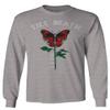 0321. Cool dope Graphic Till Death Red Rose Flower Skull PRIMITIVES Butterfly Men's Long Sleeve t Shirt (Light Gray 2X Large) view 1