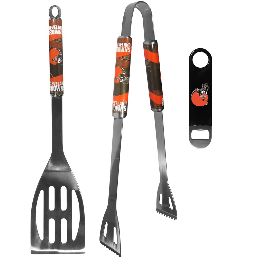 Siskiyou Sports NFL Cleveland Browns Unisex 2 pc BBQ Set and Bottle Opener, Team Colors, One Size