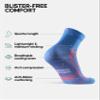 DANISH ENDURANCE 3 Pack Running Socks for Long Distances, Quarter, Men & Women, Light Blue/Orange, US Women 8-10 // US Men 6.5-8.5 view 2