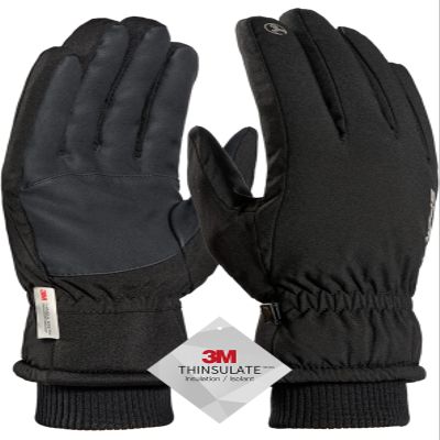 TRENDOUX Gloves for Men, Skiing Snowboard Hiking Outdoor Warm Work Women Windproof Cuff Cold Weather, Fleece Lining, Bike Motorcycle Running Snow (Black XL)