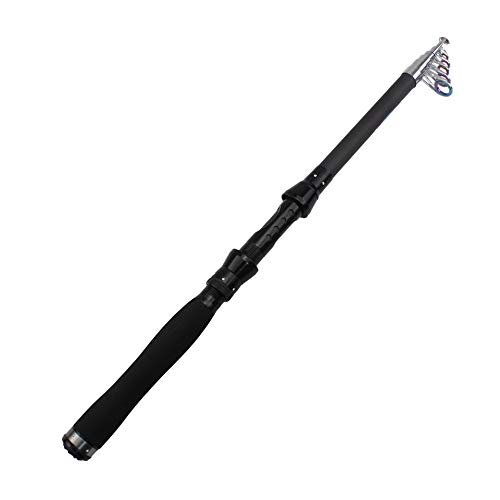 1.8m 2.1m 2.4m 2.7m 3.0m Carbon Fiber Telescopic Fishing Rod surf Rock Spinning Rod Pesca agua Salada Multifunction Travel Pole (Black 2.7 m)