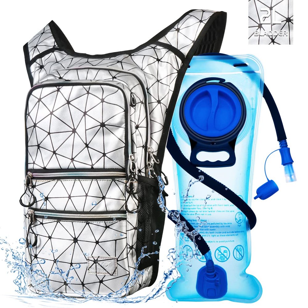 Mothybot Hydration Backpack Pack, Water Backpack 20L Capacities Included 2L Hydration Bladder, Festival Essential - Rave Hydration Pack Hydropack Hydro for Hiking, Running, Biking, Festival Gear