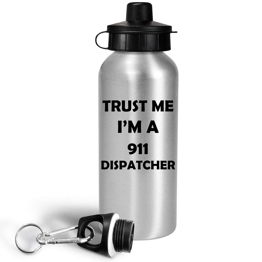 Art by Chelsydale 911 Dispatcher Water Bottle Tumbler Reusable Portable Drinkware - Funny Gifts Idea for Appreciation Cute Gag Thin Yellow Line RTO Emergency Dispatch Operator - Trust Me