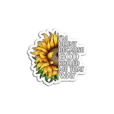 Christ Sunflower Blunt Because God Rolled Me That Way Premium - Sticker Graphic - Auto, Wall, Laptop, Cell, Truck Sticker for Windows, Cars, Trucks