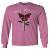 0321. Cool dope Graphic Till Death Red Rose Flower Skull PRIMITIVES Butterfly Men's Long Sleeve t Shirt (Pink X-Large) view 1