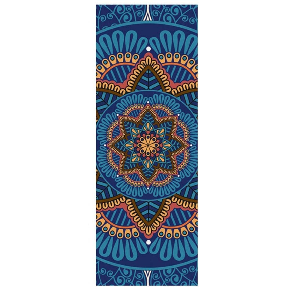 5Mm Lotus Pattern Suede TPE Yoga Mat Mat Anti-Slip Slimming Exercise Fitness Gymnastics Mat Fitness Fitness Mat Fitness Pilates Blue