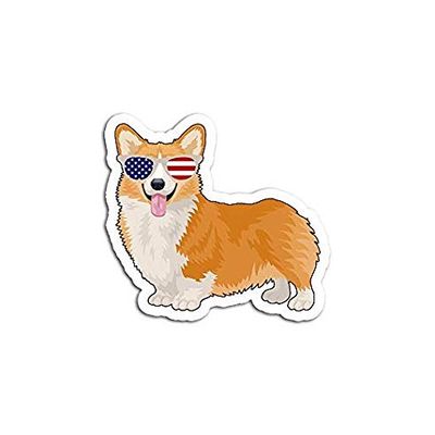 Corgi Sunglasses American 4th of July Puppy Dog Independence - Sticker Graphic - Auto, Wall, Laptop, Cell, Truck Sticker for Windows, Cars, Trucks
