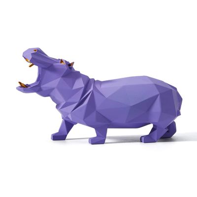 HAUCOZE Hippo Statue Animal Sculpture Figurine Modern Home Decor Table Art Gift for Bedroom Living Room Purple Polyresin 7.1 Inch
