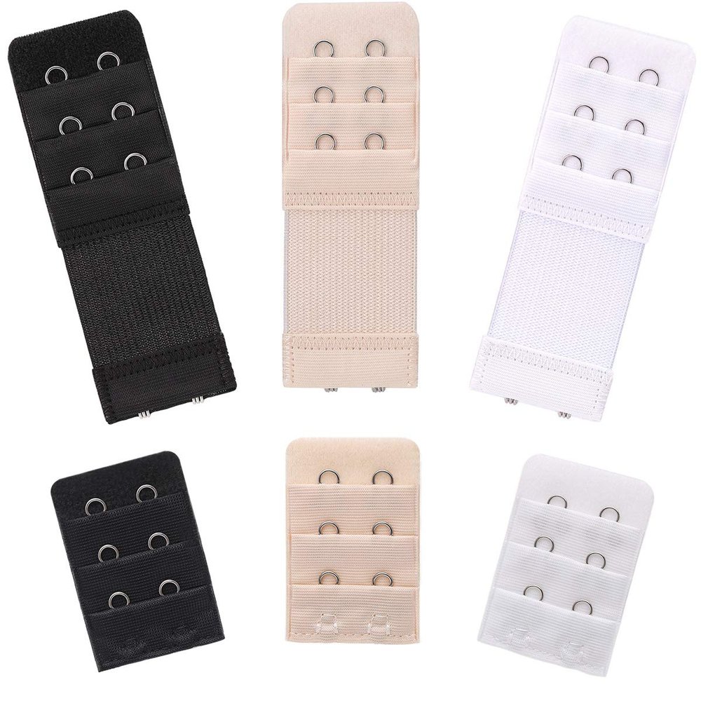 Akstore 6 Pieces Women's Soft Comfortable Elastic Bra Extenders Bra Extension Strap 2 Hook 3 Row Lady's Bra Extender Bra Band (Multicolors+NoElastic)