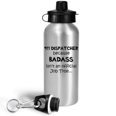 Art by Chelsydale Gifts for 911 Dispatcher Water Bottle Tumbler Reusable Portable Drinkware - Funny Cute Gag Thin Yellow Line RTO Emergency Dispatch Operator Appreciation Idea - Because Badass Job