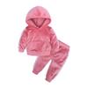 MYGBCPJS Little Girls 2Pcs Hooded Outfits Set Velvet Sweatshirt Pants Tracksuits Pink view 1