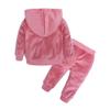 MYGBCPJS Little Girls 2Pcs Hooded Outfits Set Velvet Sweatshirt Pants Tracksuits Pink view 2
