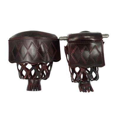 Joy's Billiard Pool Table Pockets Leather Diamond Pattern Shield,Cherry Billiard Pool Pockets Made with Real Leather, Set of 6,Mahogany