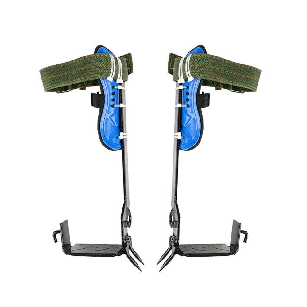 DYRABREST Tree Climbing Spikes Adjustable Climbing Tool Blue Stainless Steel 2 Gears Set Adjustable Lanyard Rope Rescue Belt