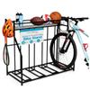 BIRDROCK HOME Bike Rack Garage Storage Floor Stand - Freestanding Organizer for Outdoor Yard - Upright Wall Mount for Scooters, Rakes, Motorcycles, Hoverboards, Gloves - Holds 4 Bicycle - Black view 1