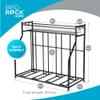 BIRDROCK HOME Bike Rack Garage Storage Floor Stand - Freestanding Organizer for Outdoor Yard - Upright Wall Mount for Scooters, Rakes, Motorcycles, Hoverboards, Gloves - Holds 4 Bicycle - Black view 2