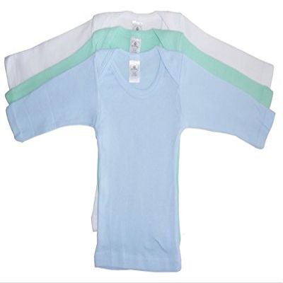 bambini 051 M Boys Rib Knit Assorted Pastel Long Sleeve T-Shirt44; Medium - Pack of 3