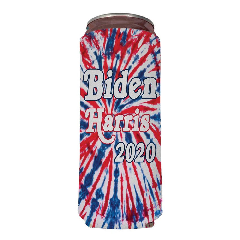 Biden Harris 2020 Slim Can Cooler Set, Red, White and Blue Tie Dye, Set of (6)