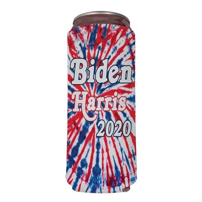 Biden Harris 2020 Slim Can Cooler Set, Red, White and Blue Tie Dye, Set of (12)