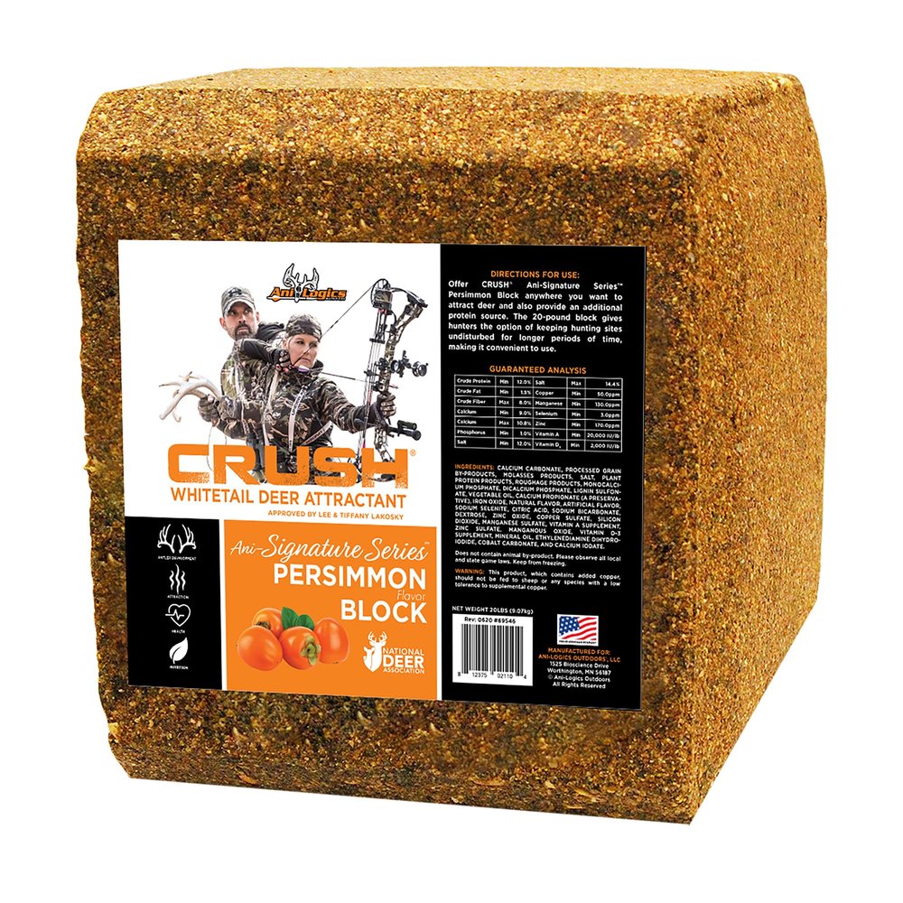 Ani-Logics Outdoors Crush Persimmon Block Attractant - Long-Lasting Deer Feed & Attractant for Herd Health, Antler Growth, and Consistent Site Visits - 20 lb