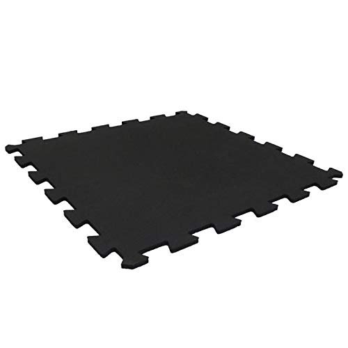 Playsafer Genaflex Lock 8mm Rubber Gym Tiles, Super Durable Laminated Interlocking Protective Exercise Flooring (20" X 20") (1 - Corner Tile, Black)