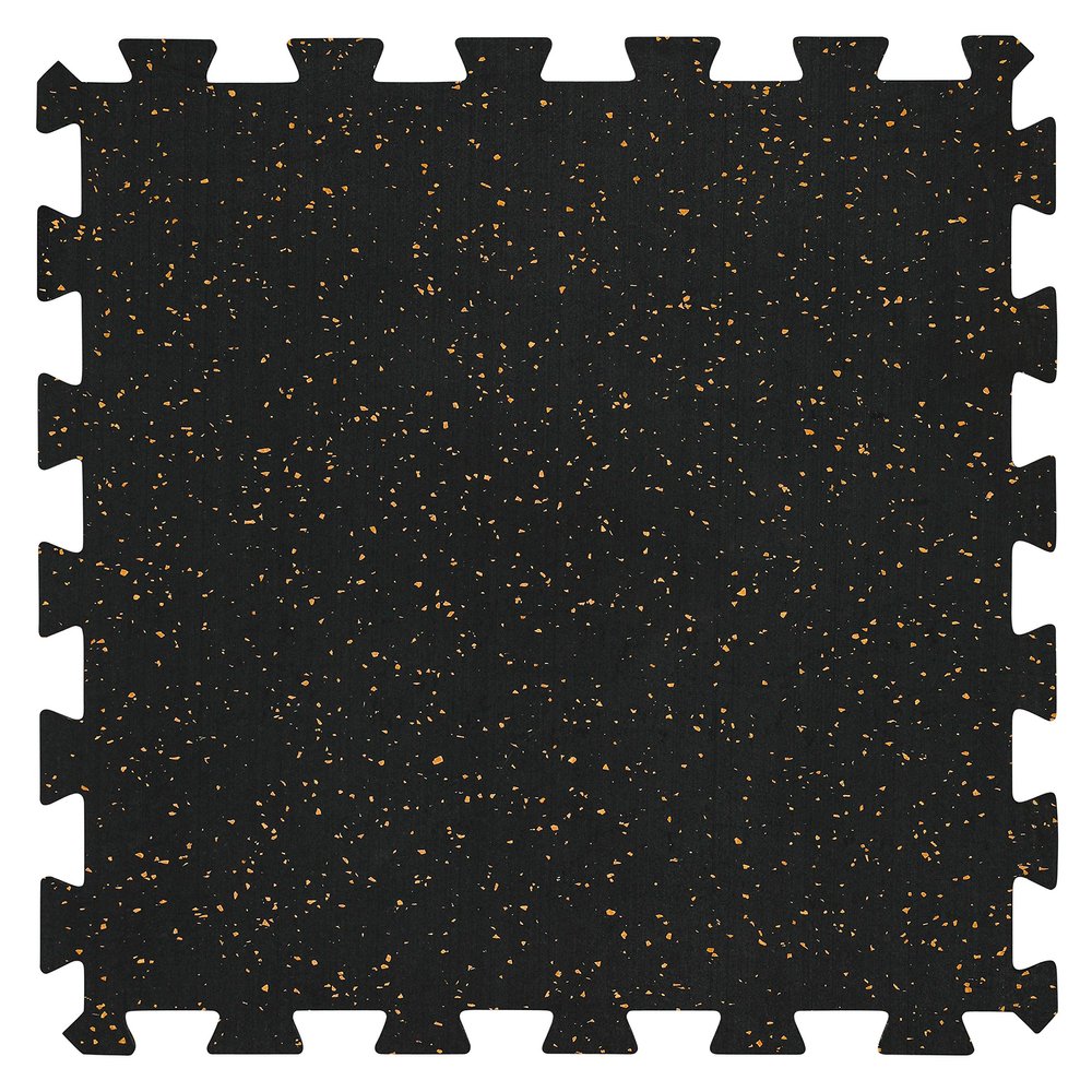Playsafer Genaflex Lock Heavy Duty Interlocking Rubber Gym Tiles, Super Durable Laminated Protective Exercise Home Gym Flooring Mats - 8mm Thick X 20" X 20" (60 Tiles, Black/Tan)