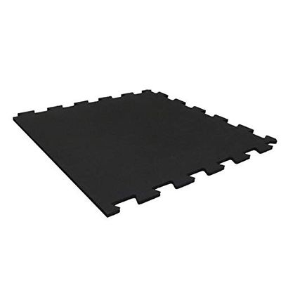 Playsafer Genaflex Lock Heavy Duty Interlocking Rubber Gym Tiles, Super Durable Laminated Protective Exercise Home Gym Flooring Mats - 8mm Thick X 20" X 20" (1 - Edge Tile, Black)