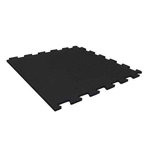 Playsafer Genaflex Lock Heavy Duty Interlocking Rubber Gym Tiles, Super Durable Laminated Protective Exercise Home Gym Flooring Mats - 8mm Thick X 20" X 20" (1 - Edge Tile, Black)