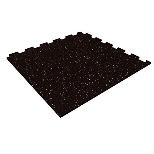 Playsafer Genaflex Lock Heavy Duty Interlocking Rubber Gym Tiles, Super Durable Laminated Protective Exercise Home Gym Flooring Mats - 8mm Thick X 20" X 20" (1 - Corner Tile, Black/Grey)
