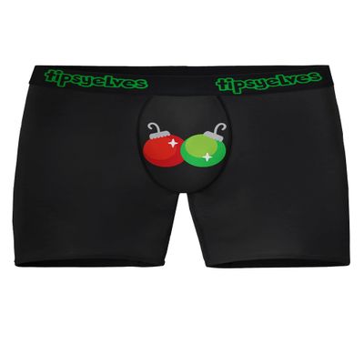 Tipsy Elves Funny Holiday Themed Underwear for Men - Jinglle Balls Black Boxers Size XX-Large
