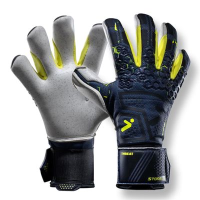 Storelli Silencer Threat Goalkeeper Gloves, High-Impact Hand Protection with 5 Removable Finger Spines, German Quartz Latex with Foam Padding, Breathable Yet Skin-Tight Fabric, 1 Pair, Size 11