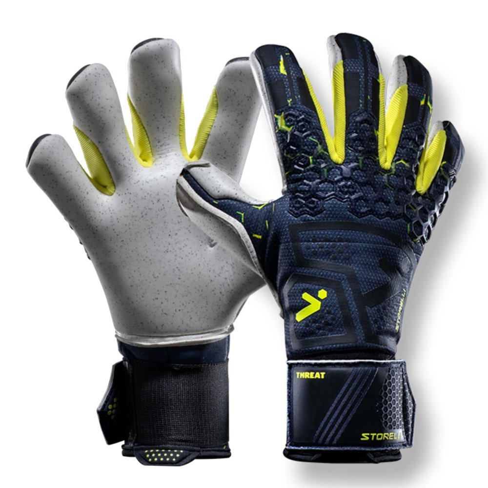 Storelli Silencer Threat Goalkeeper Gloves, High-Impact Hand Protection with 5 Removable Finger Spines, German Quartz Latex with Foam Padding, Breathable Yet Skin-Tight Fabric, 1 Pair, Size 11