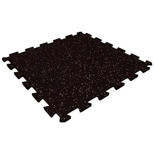 Playsafer Genaflex Lock Heavy Duty Interlocking Rubber Gym Tiles, Super Durable Laminated Protective Exercise Home Gym Flooring Mats - 8mm Thick X 20" X 20" (1 - Edge Tile, Black/Grey)