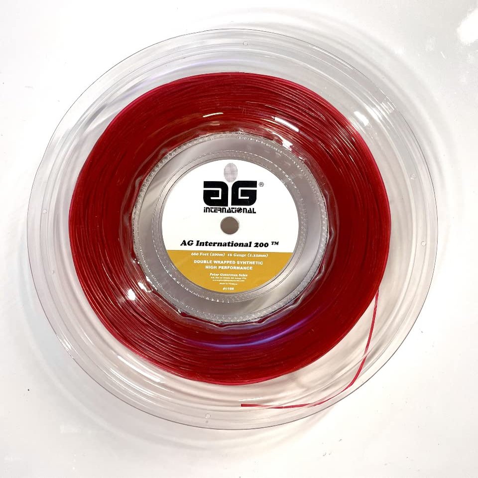 AG International 200 Double Wrapped Synthetic Reel (Red, Black, White) 16 Gauge 660' Nylon Tennis Racket String