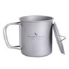 usharedo Outdoor 300ml Titanium Pot with Lid Folding Bail Handle Camping Hiking Picnic Ultralight Water Bottle Cup Mug Spork Set (Ti15141B) view 1