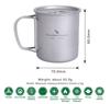 usharedo Outdoor 300ml Titanium Pot with Lid Folding Bail Handle Camping Hiking Picnic Ultralight Water Bottle Cup Mug Spork Set (Ti15141B) view 2