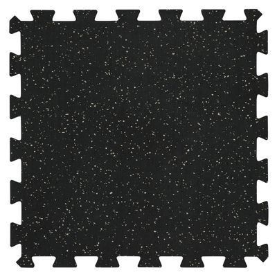 Playsafer Genaflex Lock Heavy Duty Interlocking Rubber Gym Tiles, Super Durable Laminated Protective Exercise Home Gym Flooring Mats - 8mm Thick X 20" X 20" (60 Tiles, Black/Grey)