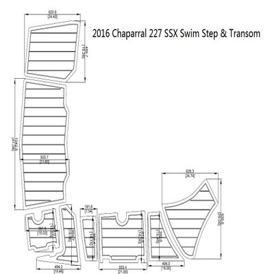 JZ 2016 Chaparral 227 SSX Swim Step & Transom Pad EVA Teak Decking 1/4" 6mm (Brown+Black)