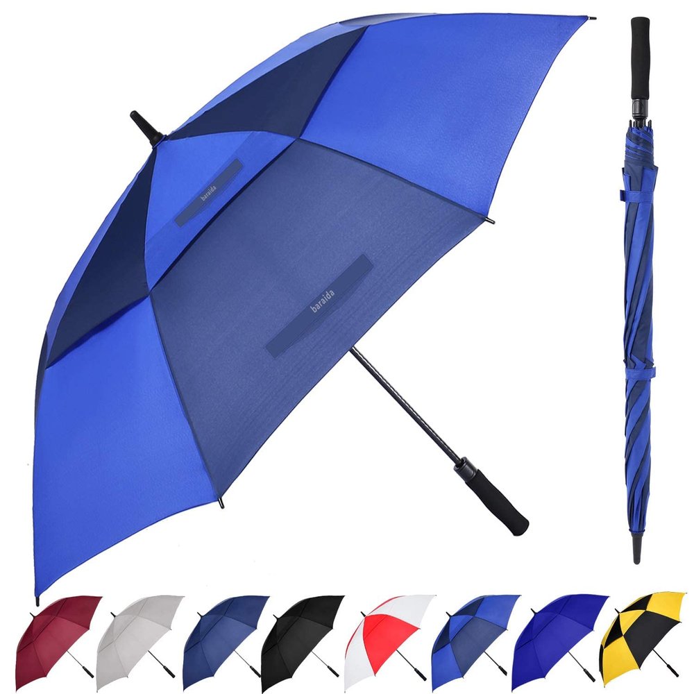 Baraida Golf Umbrella Large 62/68/72 Inch, Extra Large Oversize Double Canopy Vented Windproof Waterproof Umbrella, Automatic Open Golf Umbrella for Men and Women and Family.(62 Inch,Royal/Navy Blue)