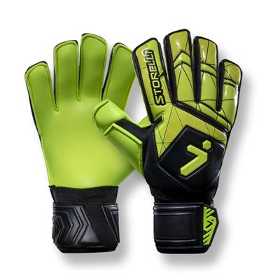 Storelli Gladiator Recruit 3.0 Goalkeeper Gloves, Entry-Level Soccer Goalie Gloves with 4 Built-in Finger Spines, High-Impact Hand Protection, 1 Pair, Black & Yellow, Size 7
