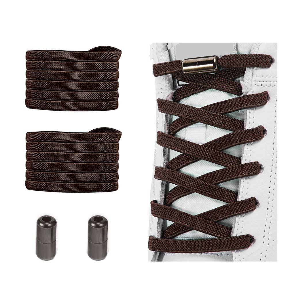 Alegrianan No Tie Shoelaces, Elastic Shoelaces for Adults/KidsElastic No Tie Shoe Laces Dark Brown