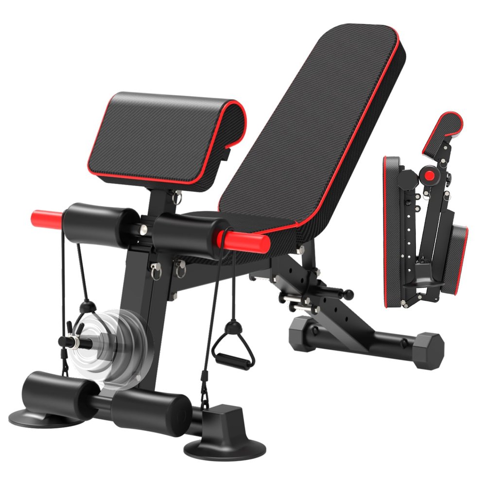 Adjustable Weight Bench,Utility Workout Bench Foldable Incline Decline Benches for Home Gym Full Body Workout,Load 330LBS