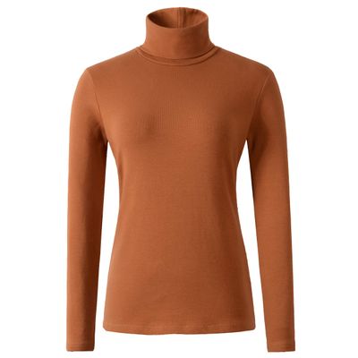HieasyFit Women's Cotton Turtleneck Top Basic Layering Thermal Underwear Caramel S