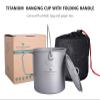 usharedo Outdoor 750ml 800ml 1100ml 1300ml Titanium Pot with Lid Folding Bail Handle Camping Hiking Picnic Ultralight Water Bottle Cup Mug Spork Set (Ti15143B) view 3