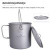 usharedo Outdoor 750ml 800ml 1100ml 1300ml Titanium Pot with Lid Folding Bail Handle Camping Hiking Picnic Ultralight Water Bottle Cup Mug Spork Set (Ti15143B) view 4